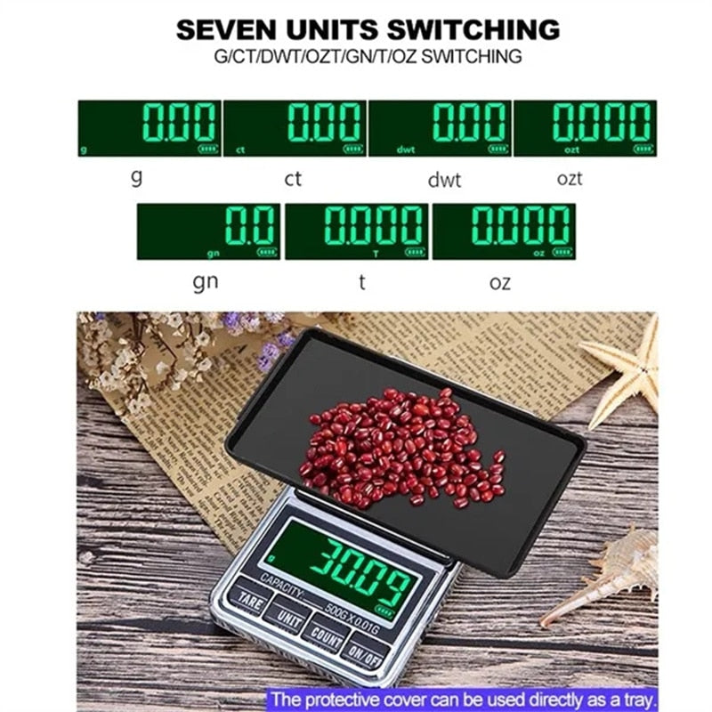 USB Rechargeable Digital Electronic Scale High Precision 500 gram LED Portable Mini Pocket Jewelry Scale Gram Scales