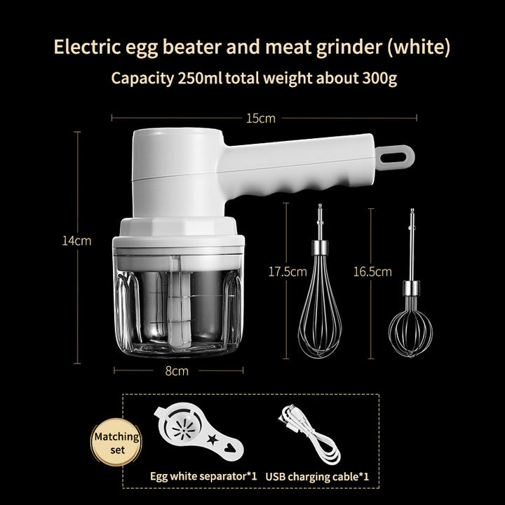 Multi-Function Wireless Meat Grinder - Double Stick Egg Beater