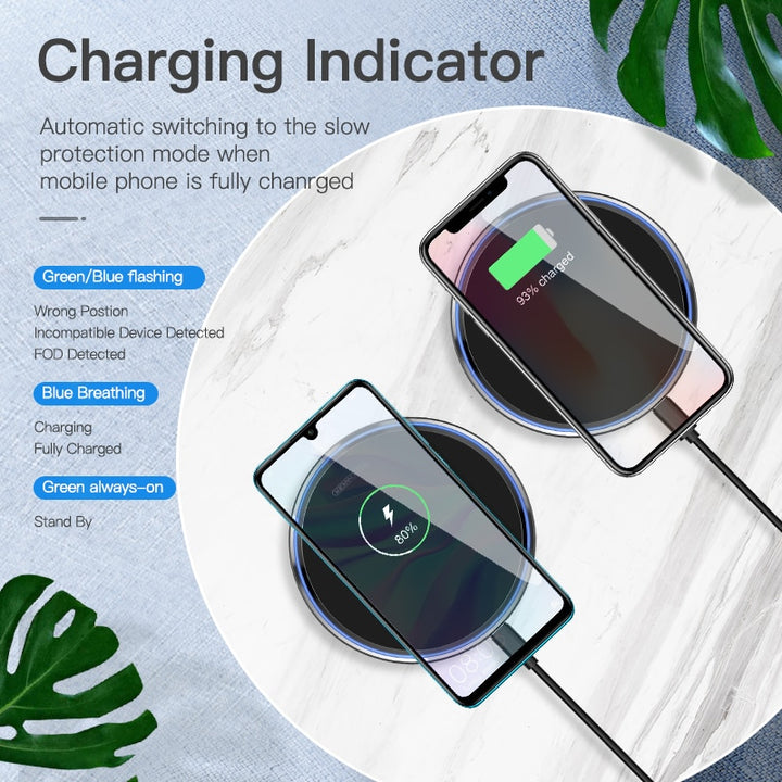 10W Qi Wireless Charger Apple and Android compatible - Fast Charger