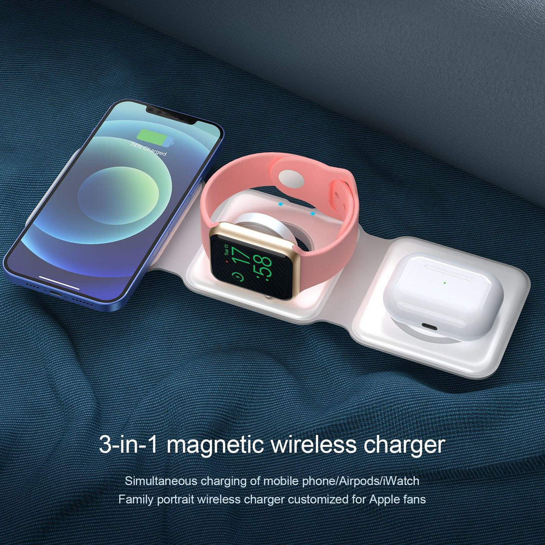 Three-In-One Folding Magnetic Wireless Charger 15W