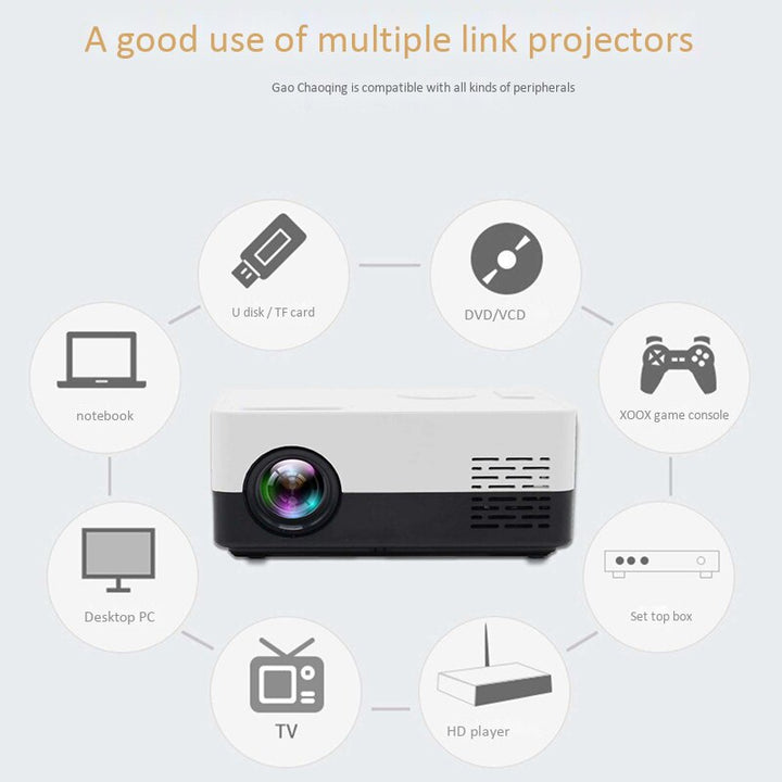 HD Projector Mini LED Projector - Portable Movie Projector