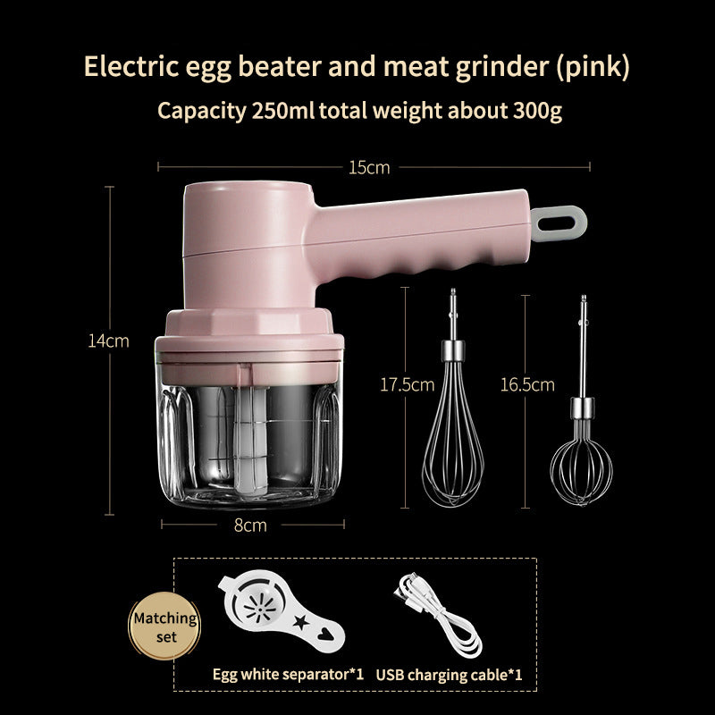 Multi-Function Wireless Meat Grinder - Double Stick Egg Beater