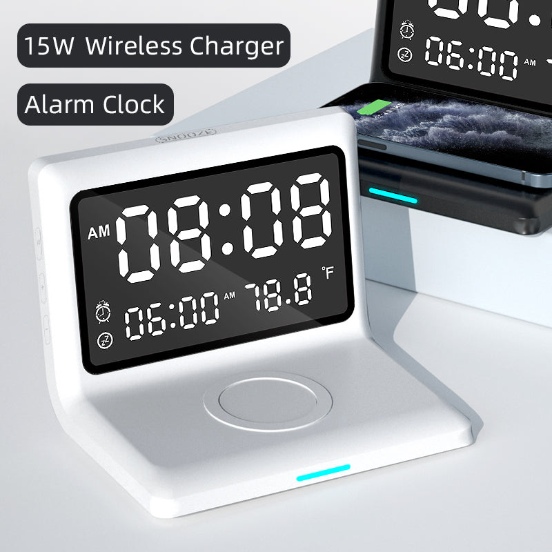 Multi-Function 3-In-1 Mobile Phone Wireless Charging Alarm Clock