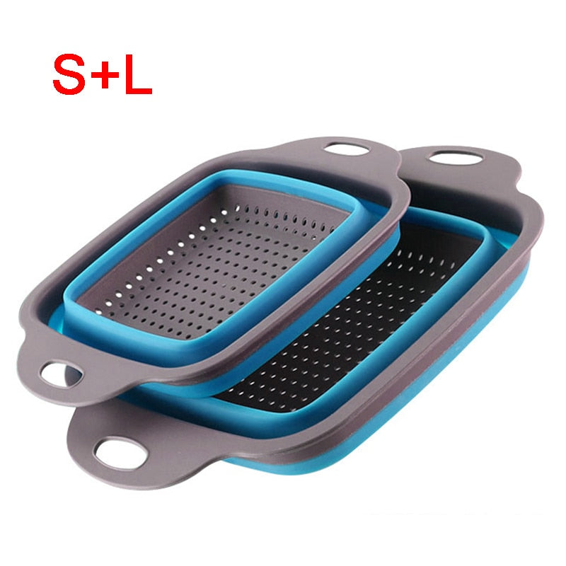 Foldable Fruit Vegetable Washing Basket Strainer - Collapsible Drainer With Handle Kitchen Tools