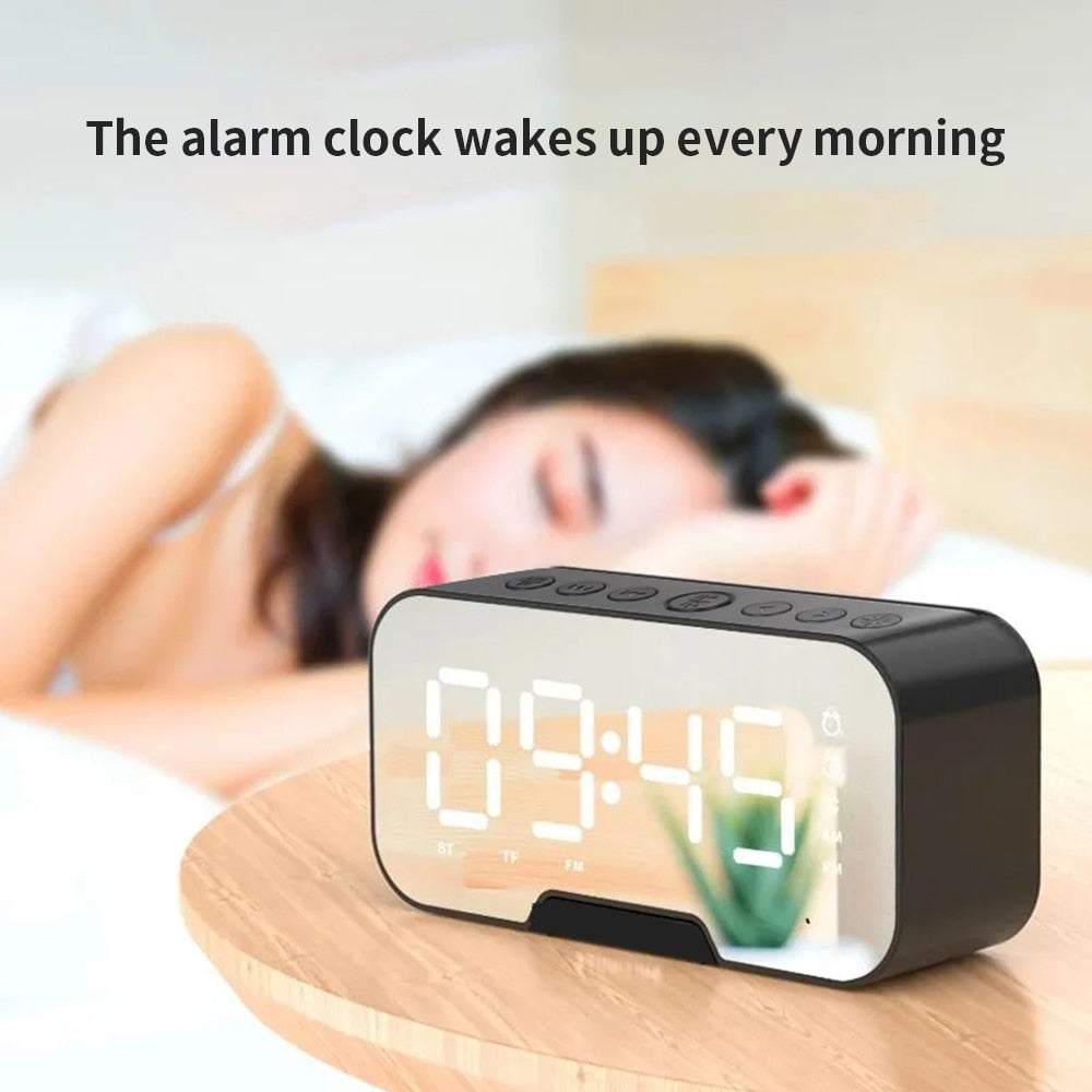 Digital Alarm Clock Wireless Bluetooth Speaker with Subwoofer