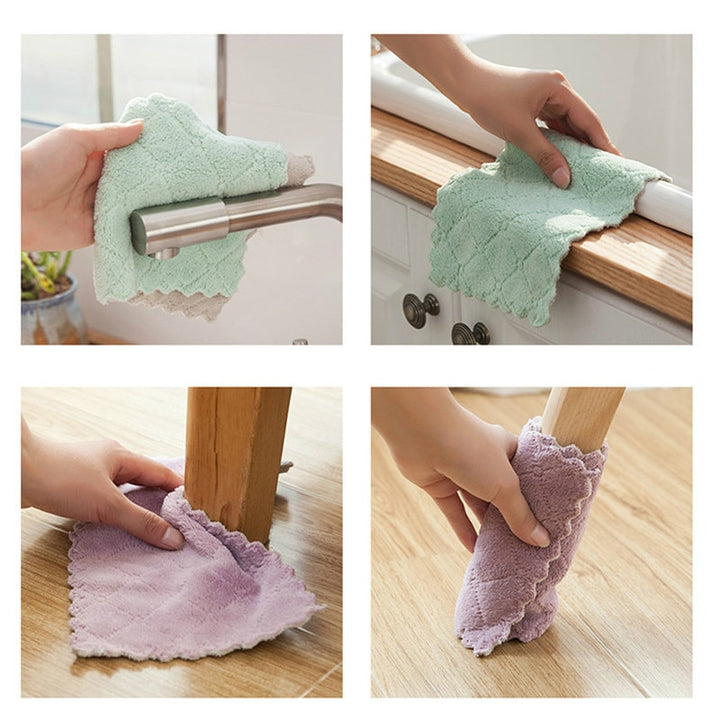 Household Dish Towels 5 or 10Pcs Absorbent Kitchen Towels - Microfiber Cleaning Cloths  Dish Cloth For Kitchen