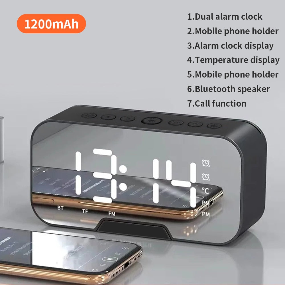 Digital Alarm Clock Wireless Bluetooth Speaker with Subwoofer