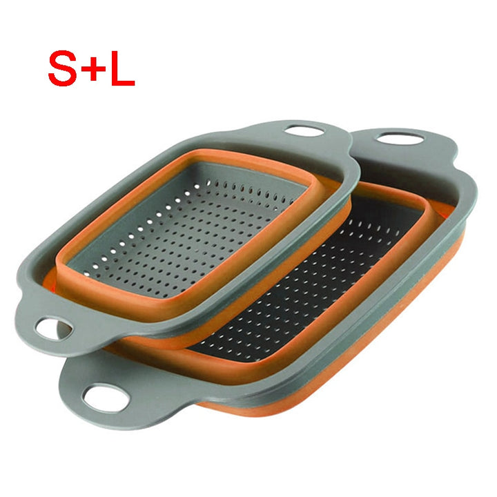 Foldable Fruit Vegetable Washing Basket Strainer - Collapsible Drainer With Handle Kitchen Tools