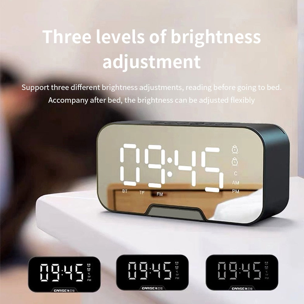 Digital Alarm Clock Wireless Bluetooth Speaker with Subwoofer