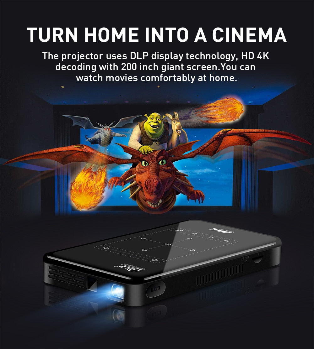 Portable Wireless Movie Video Home Theater - Android 9.0 4K Movie Projector