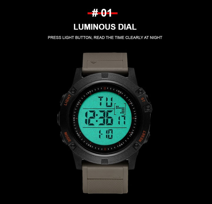 Mens Digital Fashion Sport Wristwatch 5ATM Waterproof - 5 colors to choose