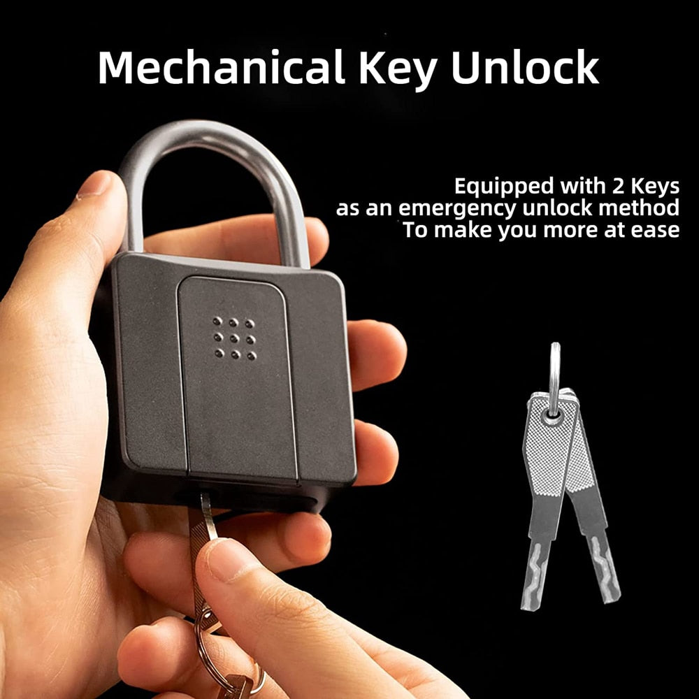 Smart Biometric Fingerprint Padlock (3 ways to unlock) - Key, App, or Fingerprint