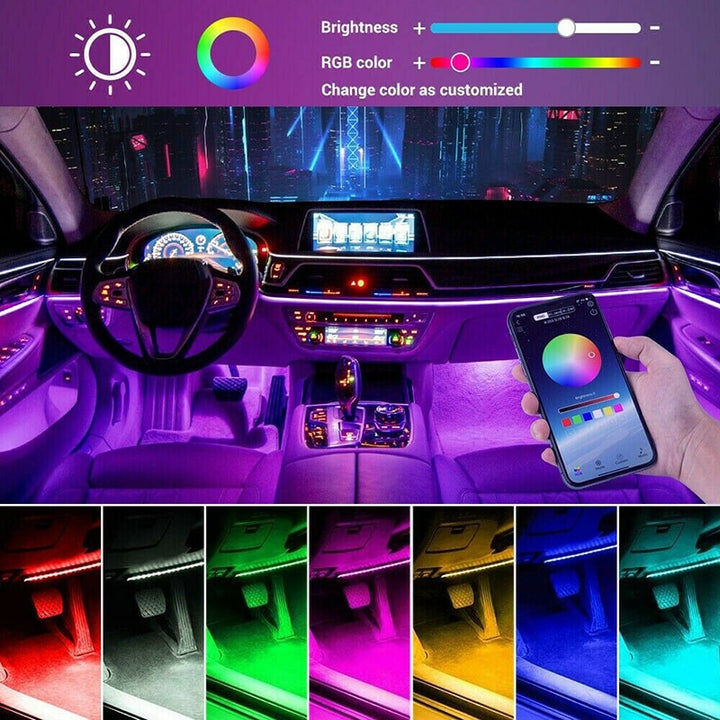 Interior Atmosphere Lights RGB Floor Foot Strip Lights Cigarette Lighter or USB Adapter
